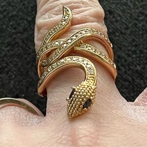 18K Gold Plated Stainless Steel whimsigoth Snake Wrap Ring - size 6.5